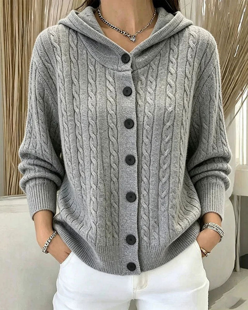 Cardigan Capuche Ouvert Devant Tricoté