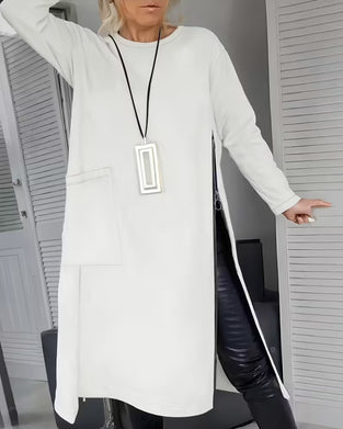 Robe Élégante Grande Poche Design À Fermeture Éclair