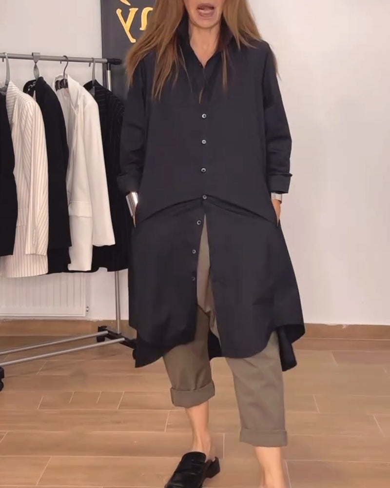 Chemise ample à revers irréguliers et boutons