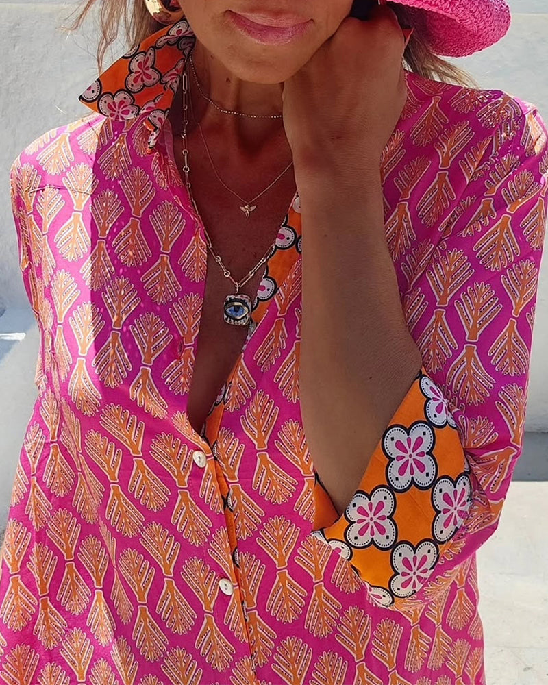 Robe Imprimé Géométrique Blé Chemise
