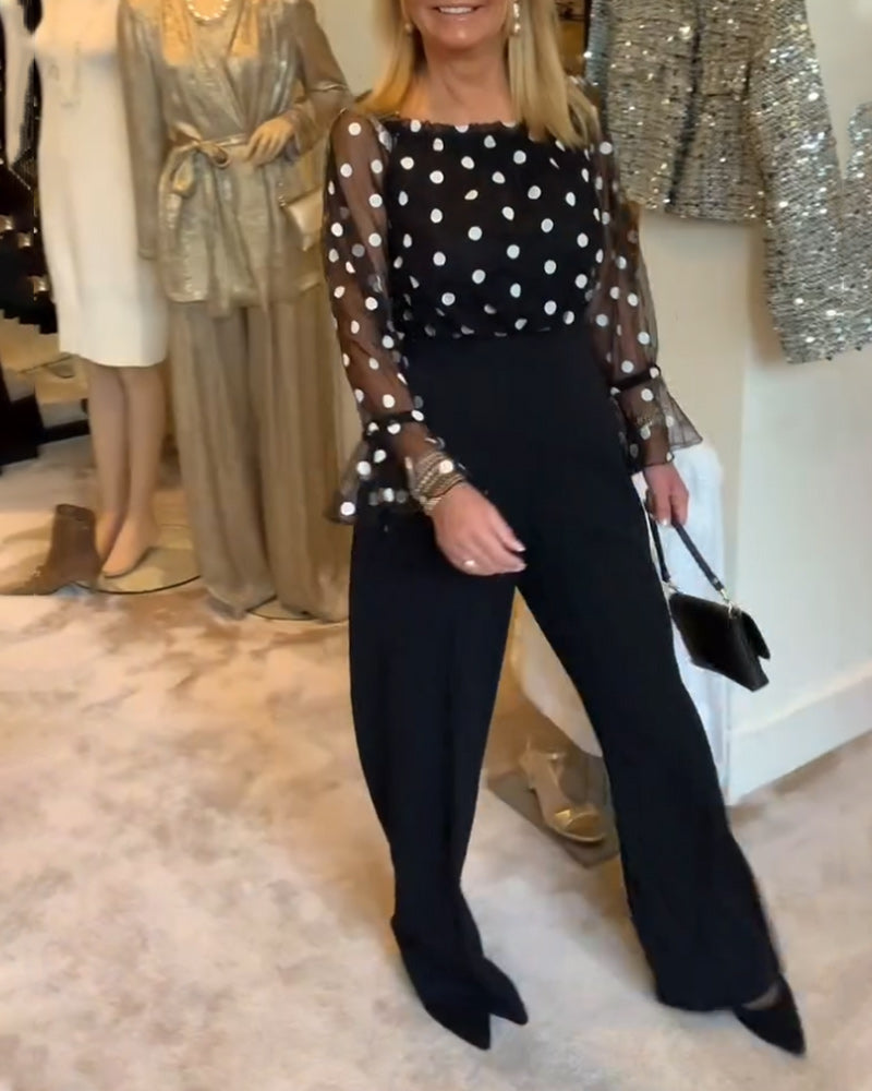 Blouse Décontractée Transparente À Pois