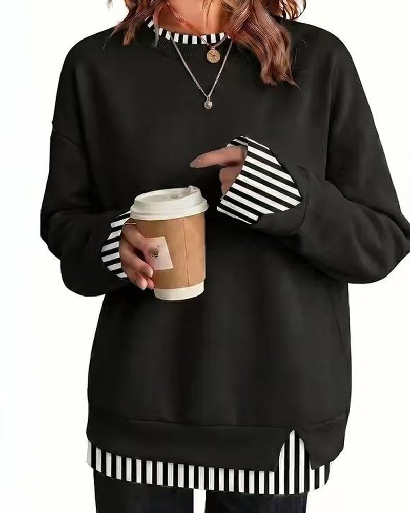Sweat Faux Superposé Ample Manche Longue