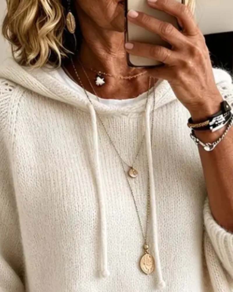Pullover Capuche Évidé Poche