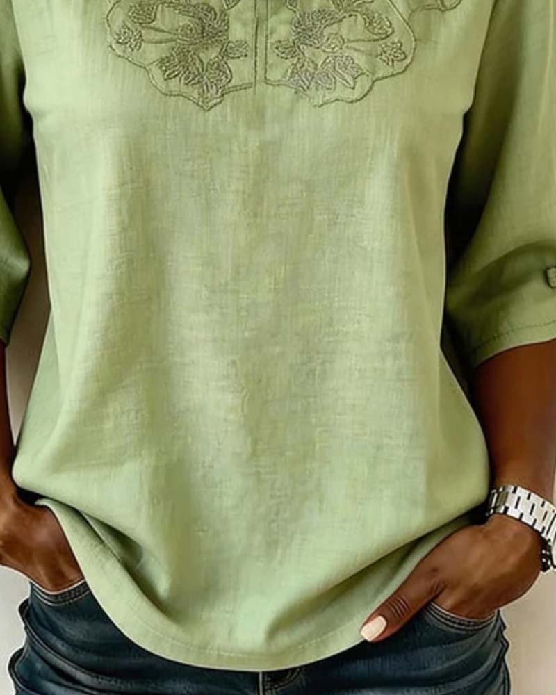 Blouse Bouton Grenouille Col Mandarine Style Chinois