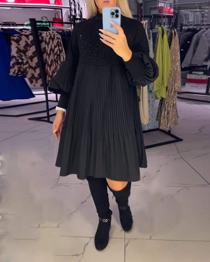 Robe à manches ballon et col montant