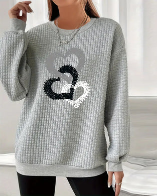 Sweatshirt À Manches Longues Avec Motif Cœur