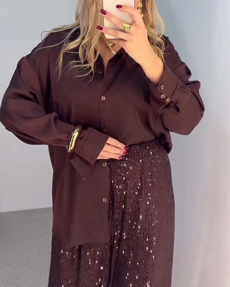 Pantalon Casual Paillettes Large