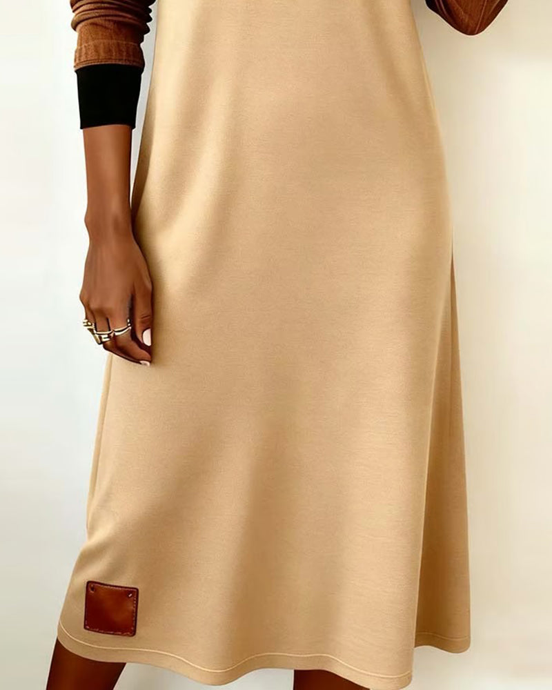 Robe Tendance À Capuche Et Couleurs Contrastées