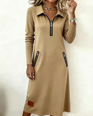Robe Droite À Revers Avec Demi-Zip