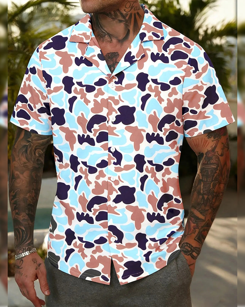 Chemise Homme Décontractée À Motif Camouflage