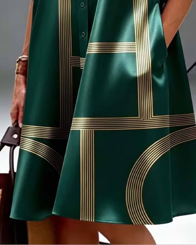 Robe Revers Ligne Imprimé Chemise