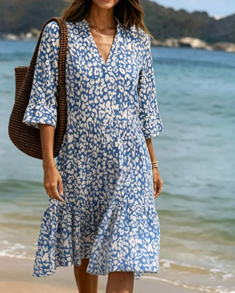 Robe Volant Col En V Léopard