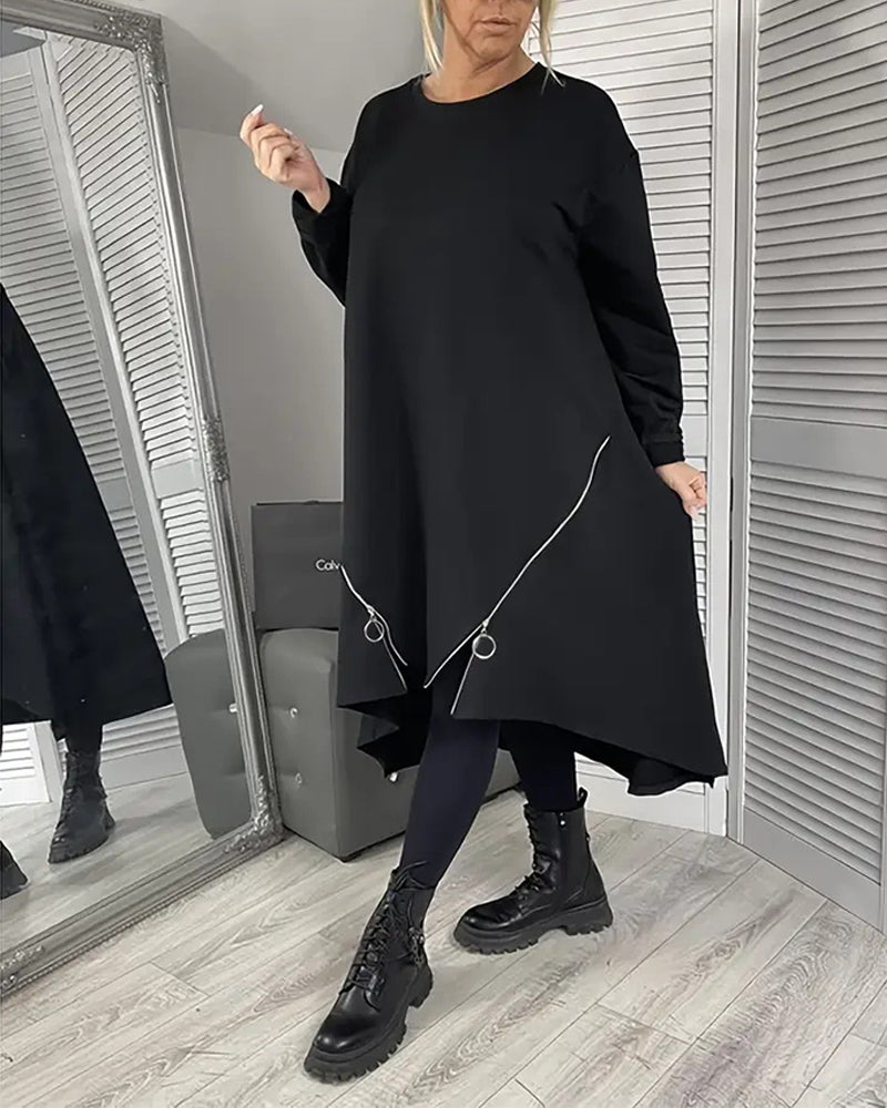 Robe Ample Oversize À Fermeture Éclair