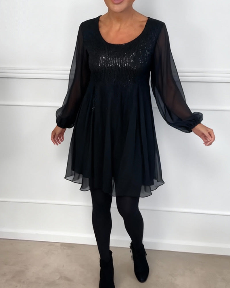 Robe Col Rond À La Mode Uni Loose