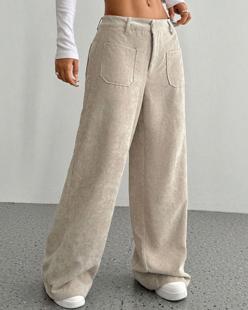 Pantalon Devant Dos Poche Unie Jambe Droite Long