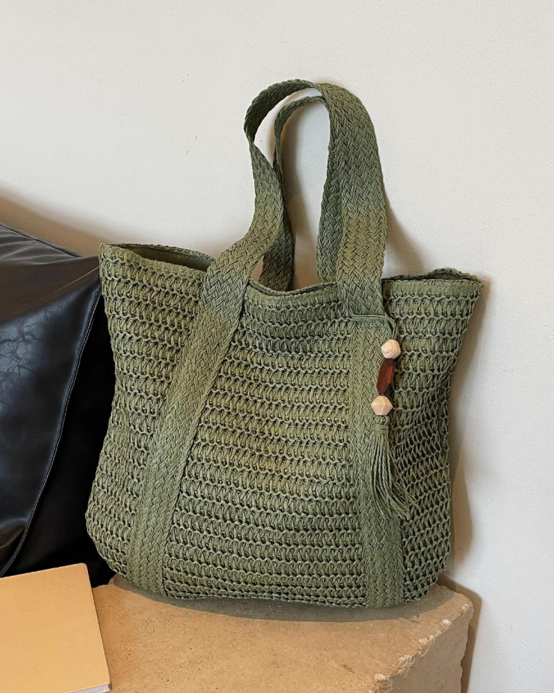 Sac De Plage Grande Capacité Unie Paille