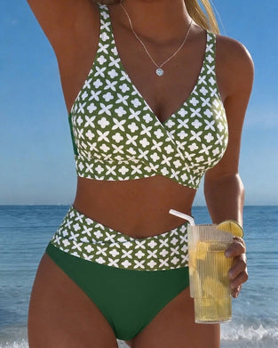Bikini Fleur À Quatre Feuilles Croisé Enveloppant