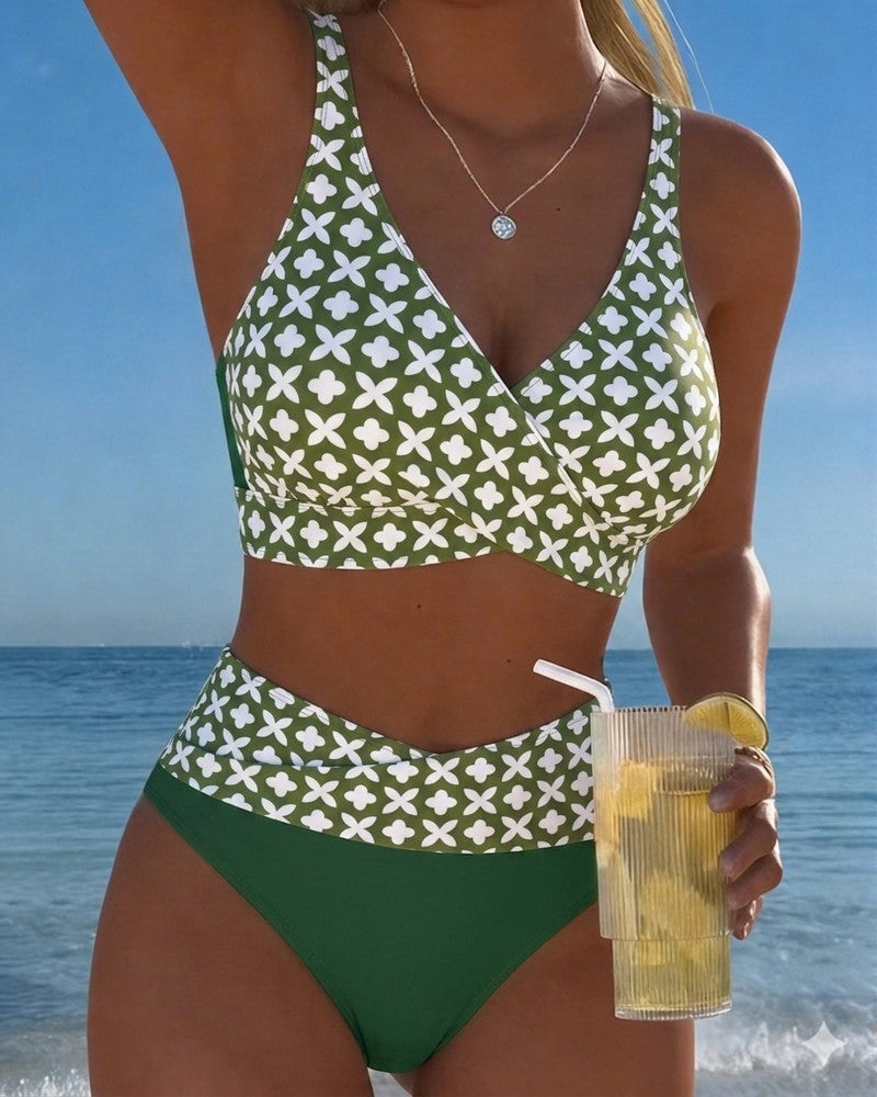 Bikini Fleur À Quatre Feuilles Croisé Enveloppant