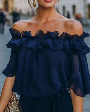 Blouse Élégante Off-Shoulder Volantée