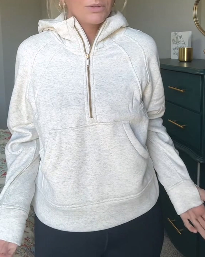 Sweat À Capuche Fermeture Éclair Manches Longues
