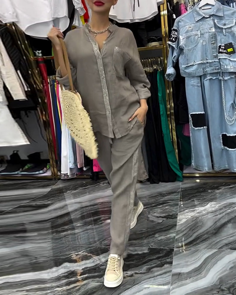 Costume Col Montant Poche Décontracté