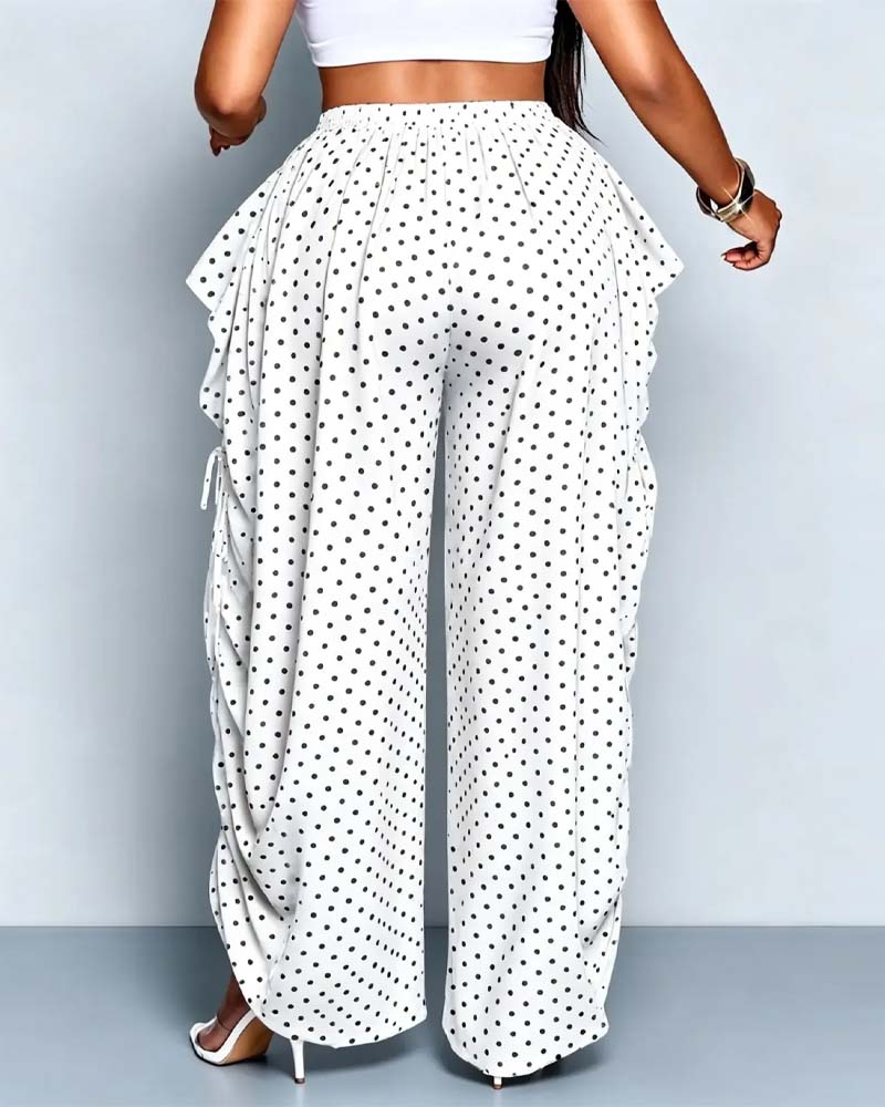 Pantalon Petit Pois Large Jambe Lounge