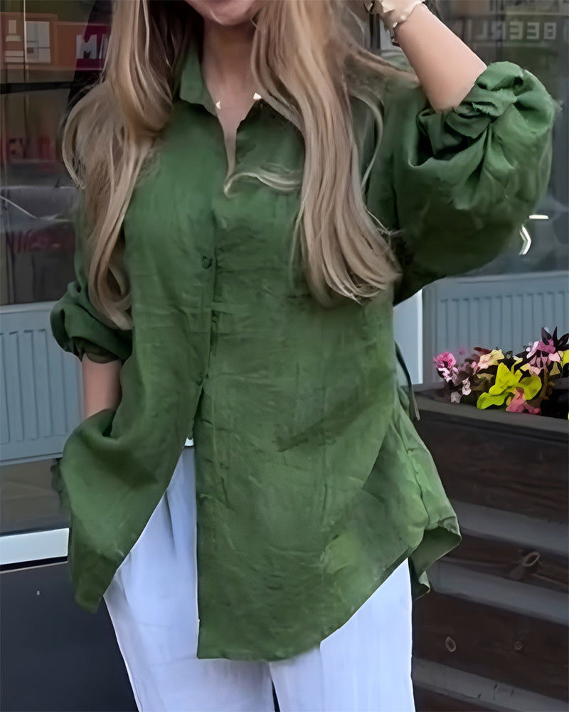Blouse Taille Élastique Manche Lanterne