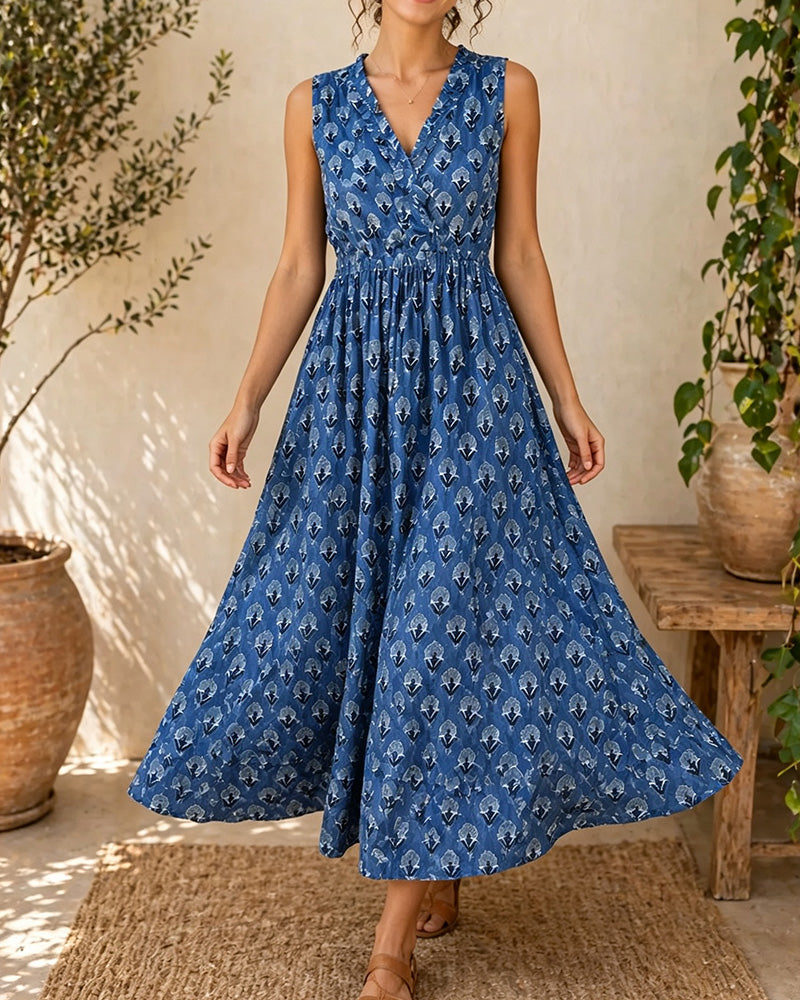 Robe Col V Sans Manches Taille
