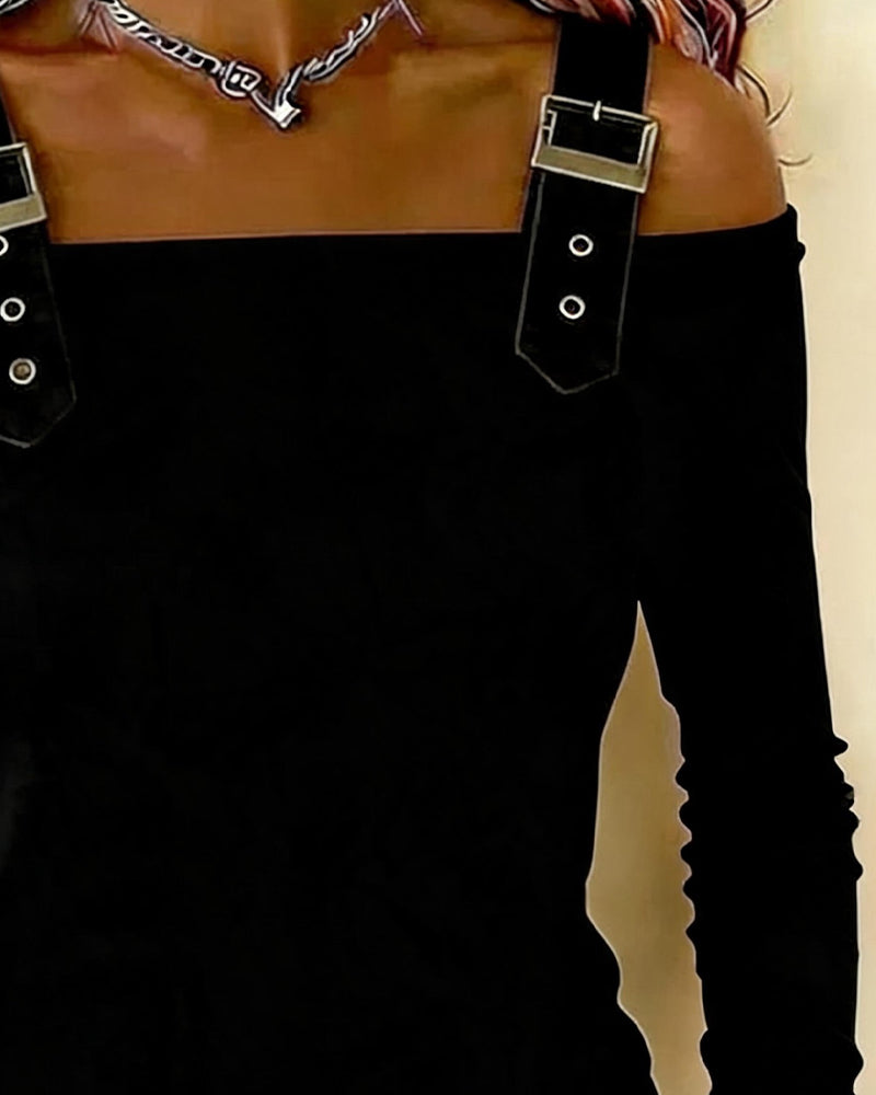 Haut Manche Longue Off-Épaule Camisole