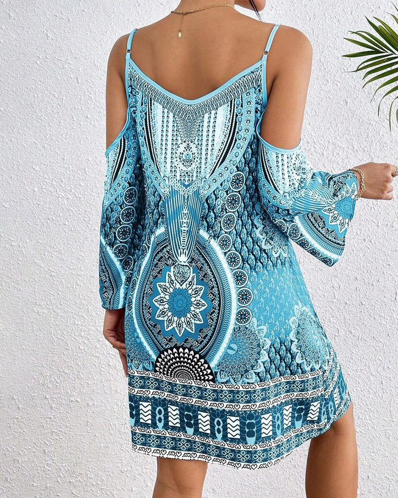 Robe Sans Bretelles Décolleté Imprimée Shift