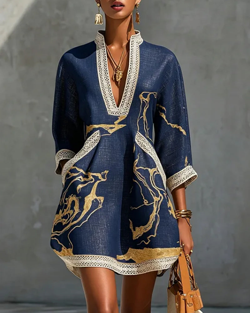 Robe Col Montant Manche Demi Creux
