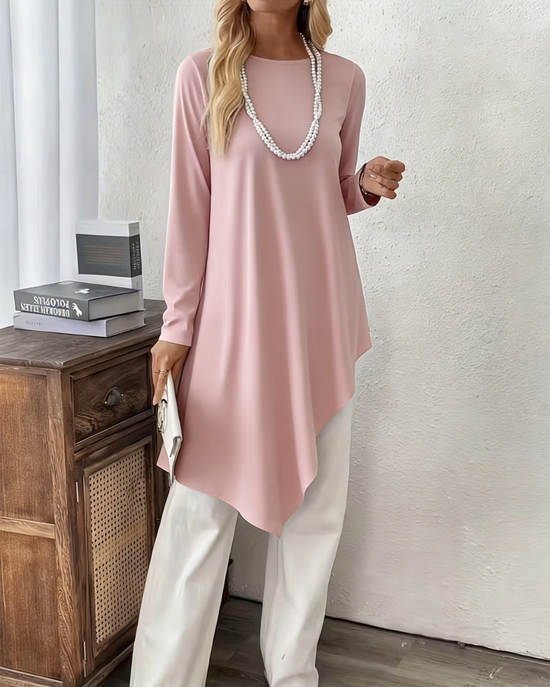 Haut Asymétrique Mi-Long Uni