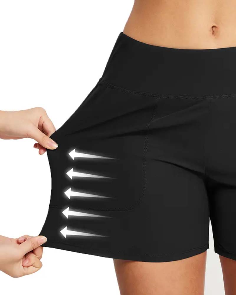 Short Taille Haute Fente Sportif Décontracté