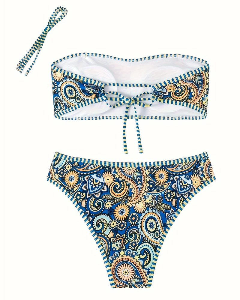 Maillot de bain Deux Pièces Imprimé Style Ethnique