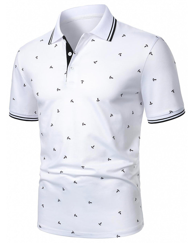 T-Shirt Col Polo Motif Flèche Décontracté