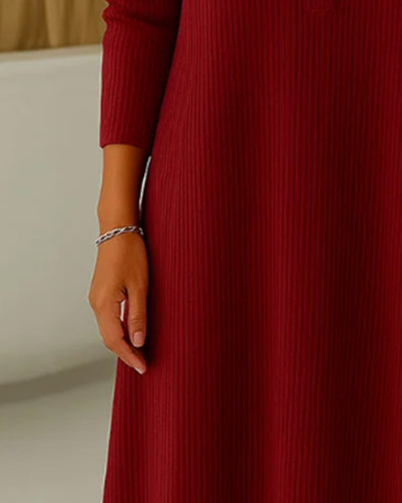 Robe Manches Longues Coupe Ample En Côtes