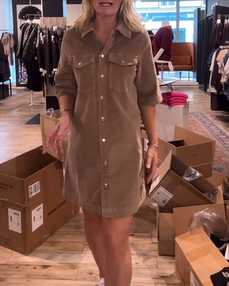 Robe Unie À Manches Mi-Longues