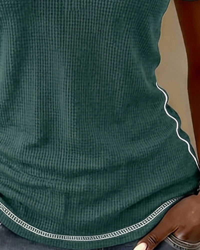 T-Shirt Tissage Gaufre Henley