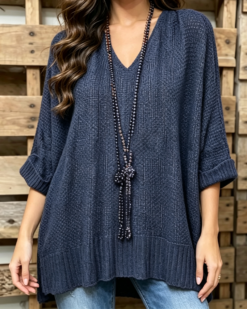 Pullover Ajouré Oversized Décontracté