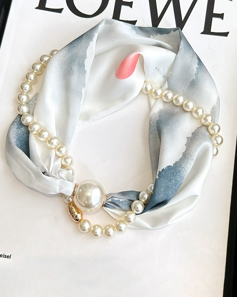 Collier Long Orné De Perles Soie
