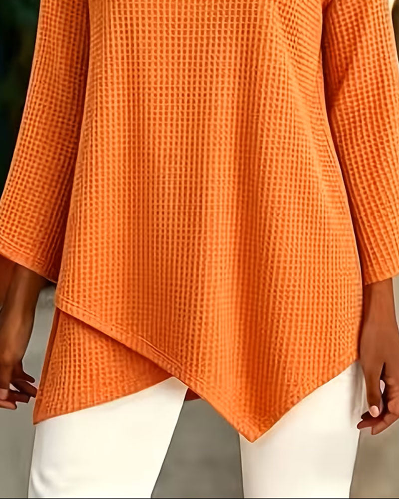 Blouse Uni Col Rond Asymétrique