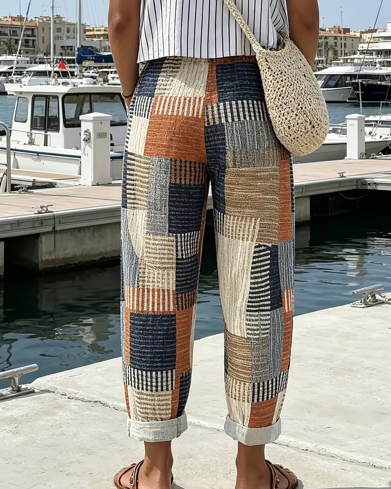 Pantalon Ligne Contraste Décontracté