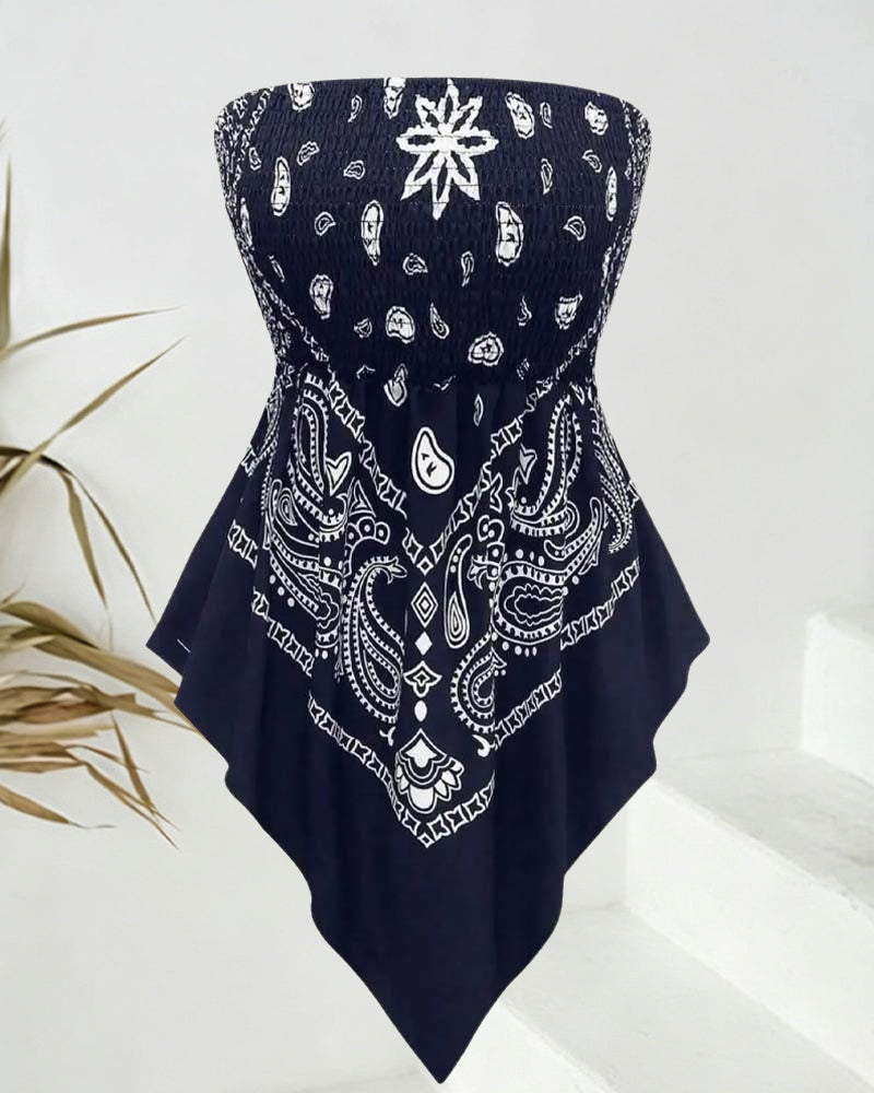 Blouse Paisley Bandeau Asymétrique