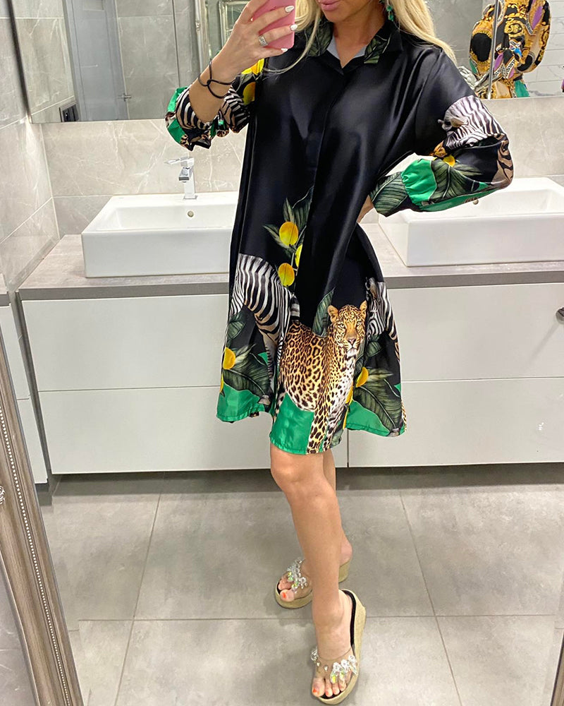 Robe ample imprimée en forme de tigre