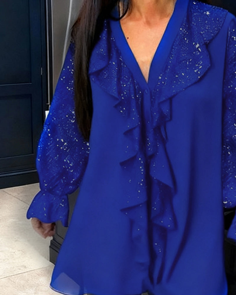 Blouses Amples Unies À Volants