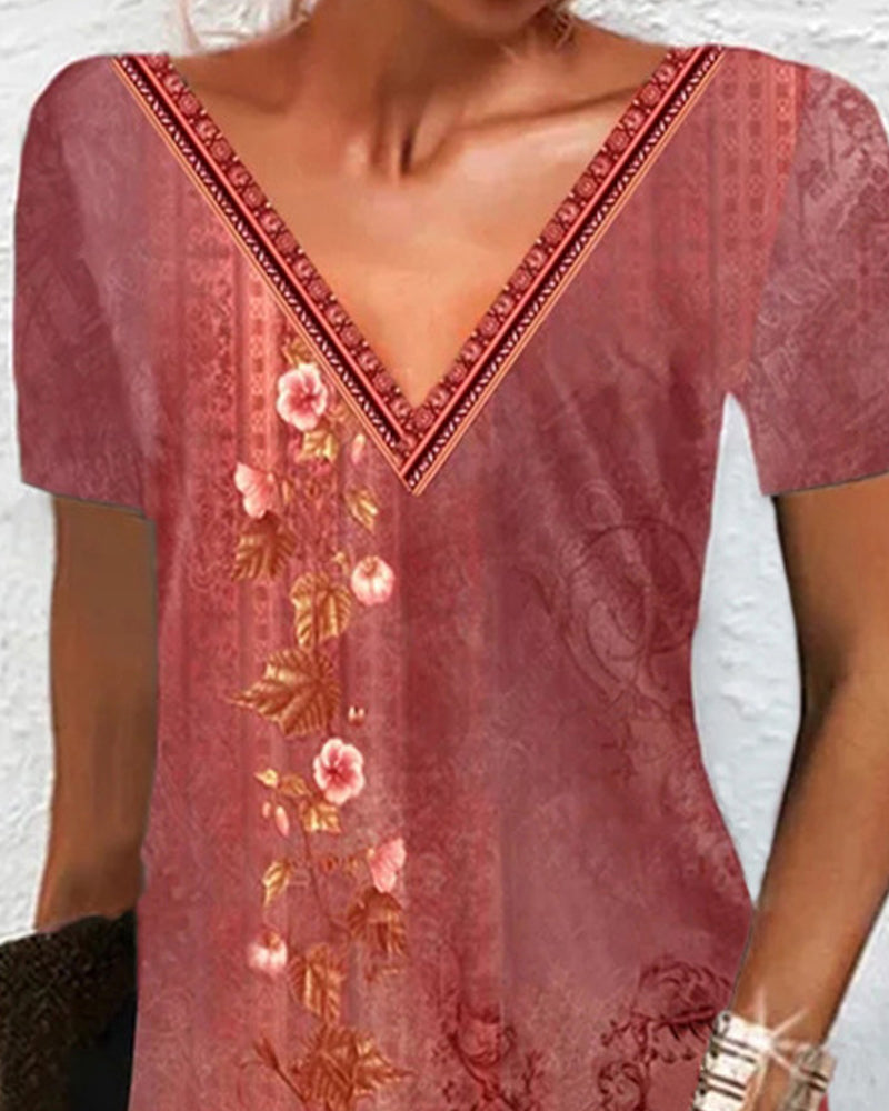 Robe à imprimé floral et manches courtes