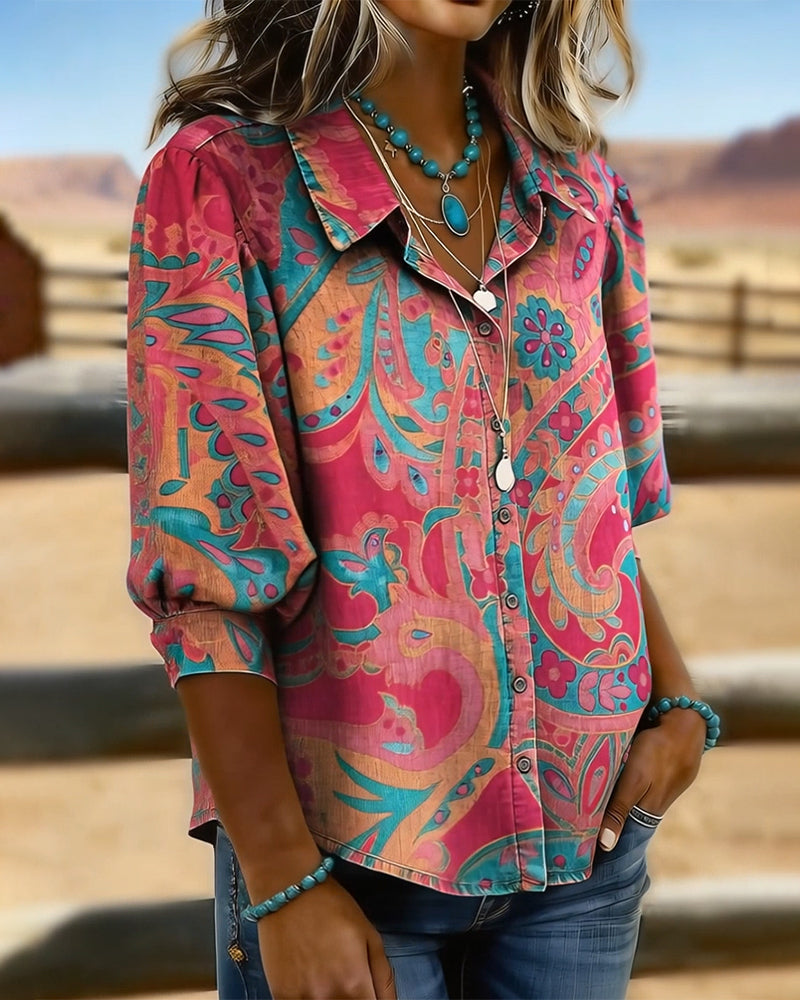 Chemise Tendance Imprimée Manches Courtes Ample