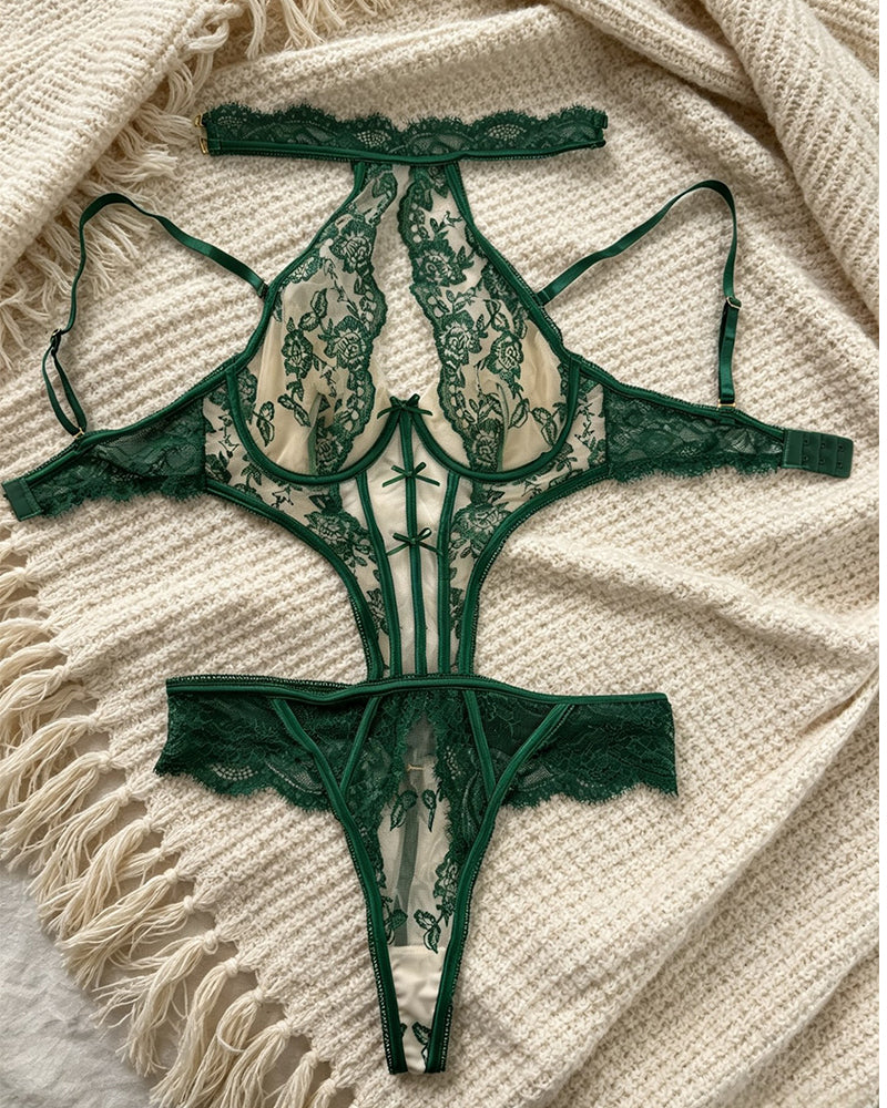 Lingerie Sheer Halter Bodysuit