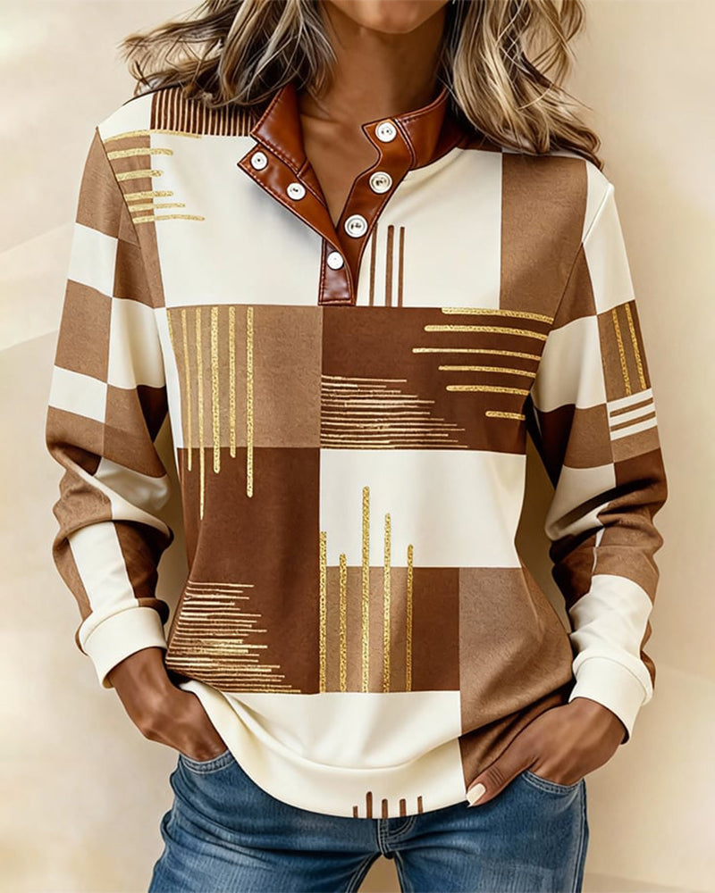 Sweat Color-Block À Col Montant Et Boutonnage Devant