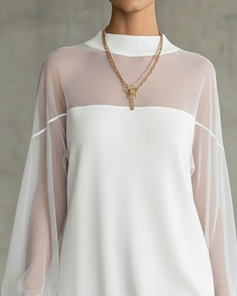 Robe Manche Lanterne Unie Patchwork